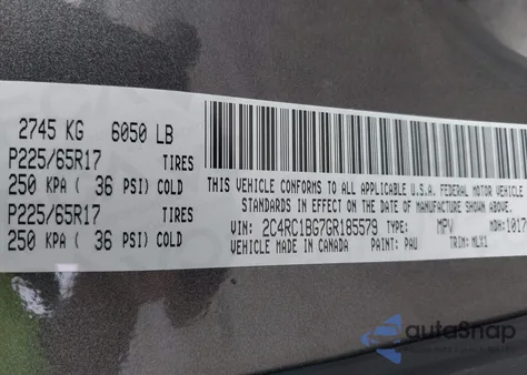 2016 Chrysler Town & Country Touring from USA, damaged, VIN 2C4RC1BG7GR185579